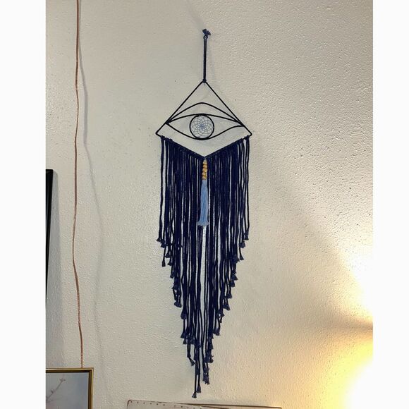 Macrame Evil Eye Hanging Wall Art - Picture 2 of 2